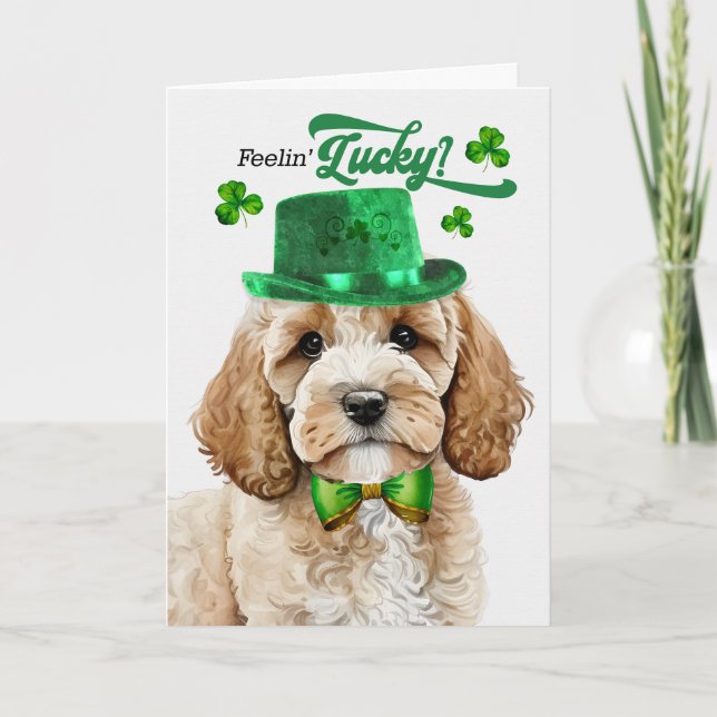 Cockapoo Dog Lucky St Patrick's Day Holiday Card (Front)