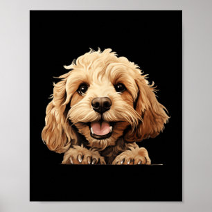 Cockapoo Dog Mom Dad Peeking Puppy Poster
