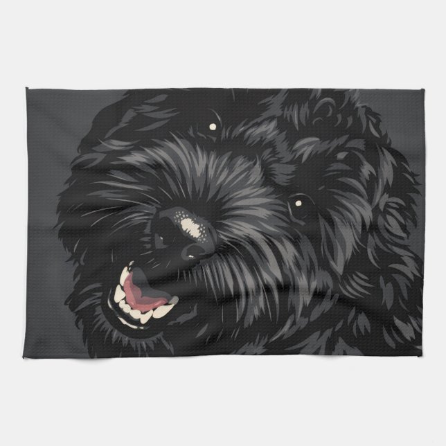 Cockapoo Dog Portrait Black Cockapoo gift Kitchen Towel (Horizontal)