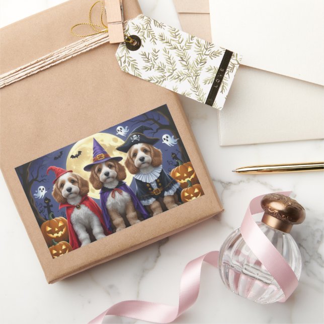 Cockapoo Dog Pumpkin Halloween Funny Sticker (Gifting)