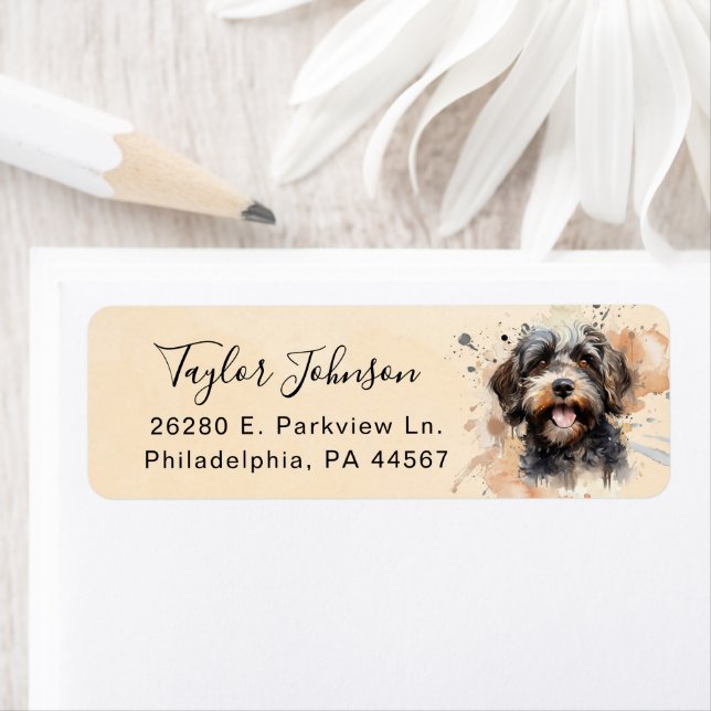 Cockapoo Dog Return Address Label (Insitu)