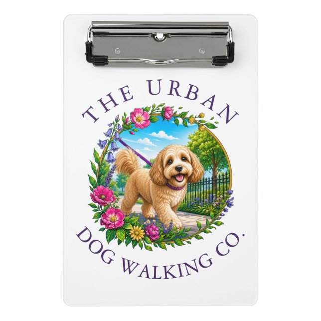 Cockapoo Dog Walker Custom Logo Mini Clipboard (Front)