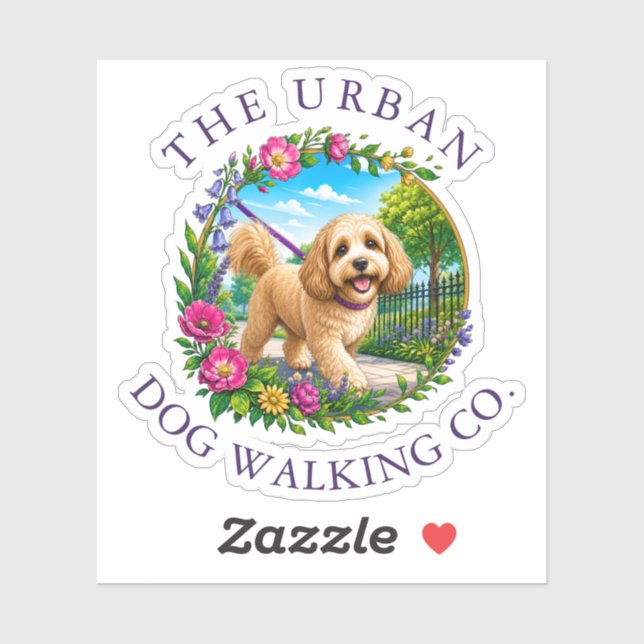 Cockapoo Dog Walking Day Care Vinyl Sticker (Sheet)