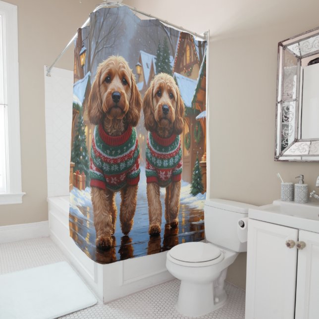 Cockapoo Dogs Christmas Snow Holiday  (In Situ)