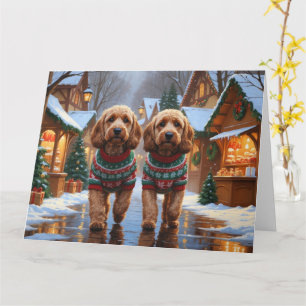 Cockapoo Dogs Christmas Snow Holiday Card