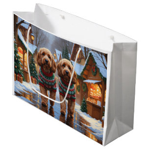 Cockapoo Dogs Christmas Snow Holiday Large Gift Bag
