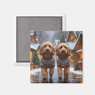 Cockapoo Dogs Christmas Snow Holiday Magnet
