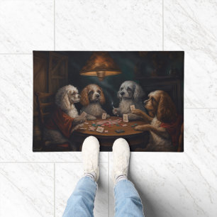 Cockapoo Dogs Playing Poker Art Doormat