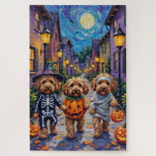 Cockapoo Dogs Trick-or-Treating Halloween Costume Jigsaw Puzzle