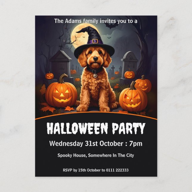 Cockapoo Halloween Party Invitation Postcard (Front)