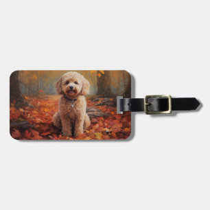 Cockapoo in Autumn Leaves Fall Inspire Luggage Tag