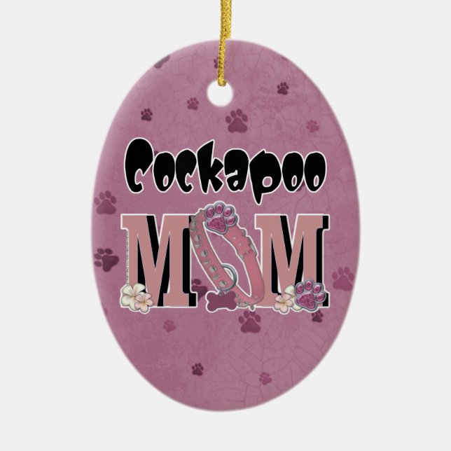 Cockapoo MOM Ceramic Ornament (Front)