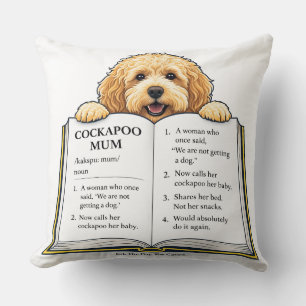 Cockapoo Mum Definition Gift   Funny Dog Mum Desig Throw Pillow