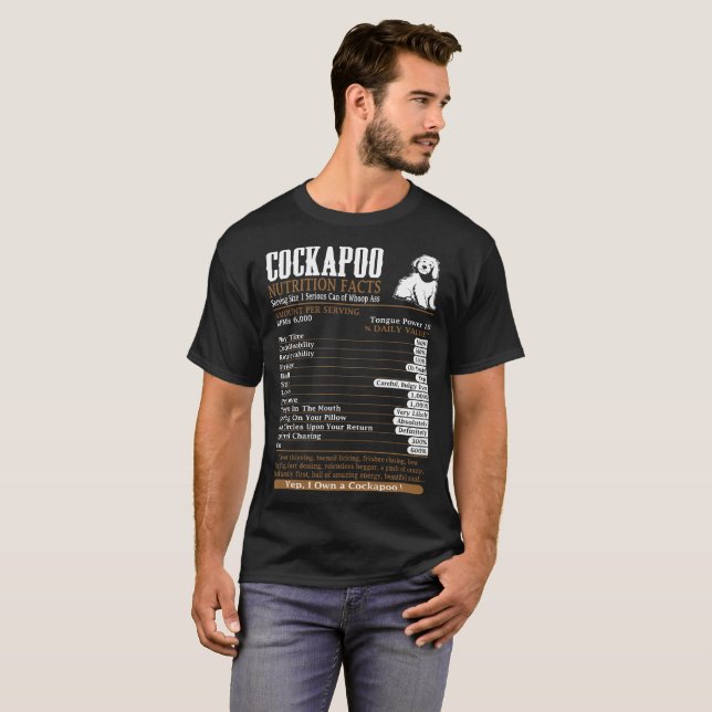 Cockapoo Nutrition Facts Pets Lovers Tshirt (Front Full)