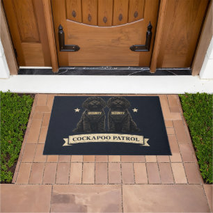 Cockapoo Patrol Doormat   Funny Dog Welcome Mat