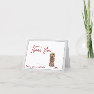 Cockapoo Pet Dog Personalize Bone with Ribbon Thank You Card