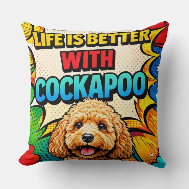 Cockapoo Pop Art Cushion | Funny Dog Lover Gift (Front)