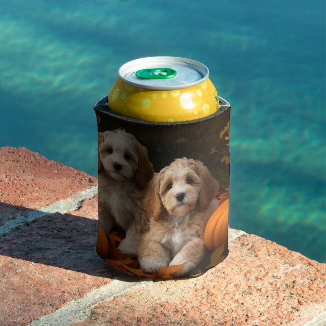 Cockapoo Puppy Autumn Delight Pumpkin  Can Cooler (In Situ Pool)