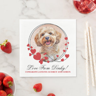 Cockapoo Red Heart Frame Dog Photo Napkin