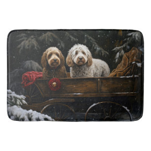 Cockapoo Snowy Sleigh Christmas Decor Bath Mat
