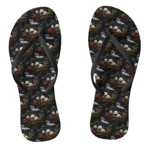 Cockapoo Snowy Sleigh Christmas Decor   Flip Flops