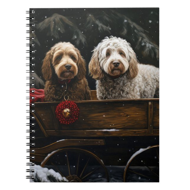Cockapoo Snowy Sleigh Christmas Decor    Notebook (Front)