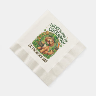 Cockapoo St Patrick's Day Lucky Dog Pot of Gold Napkin