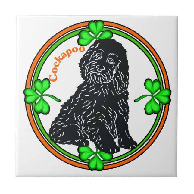 Cockapoo St Patrick's Day Tile (Front)
