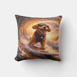 Cockapoo Surf Art   Cool Cockapoo Gift pillow