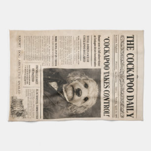 Cockapoo Vintage Newspaper Kitchen Towel