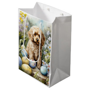 Cockapoo with Easter Eggs Holiday  Medium Gift Bag