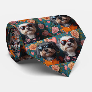 Cockapoo With Heart Roses Valentine's Day Tie