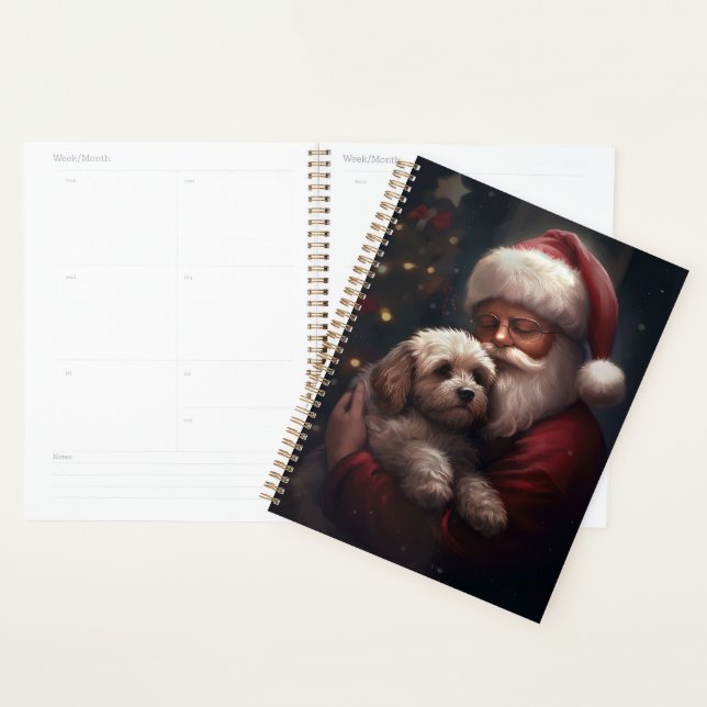 Cockapoo With Santa Claus Festive Christmas  Planner (Display)