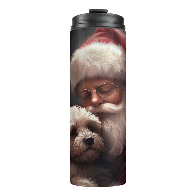 Cockapoo With Santa Claus Festive Christmas  Thermal Tumbler (Front)