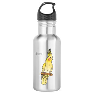 Cockatiel bird cartoon illustration 532 ml water bottle