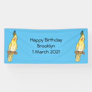 Cockatiel bird cartoon illustration banner