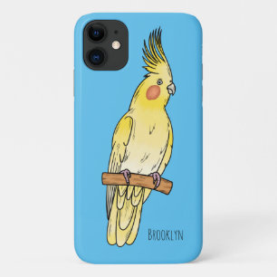Cockatiel bird cartoon illustration iPhone 11 case