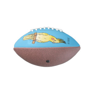 Cockatiel bird cartoon illustration football
