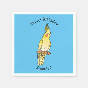 Cockatiel bird cartoon illustration   napkin