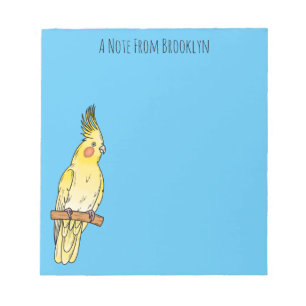 Cockatiel bird cartoon illustration notepad
