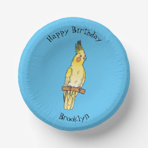 Cockatiel bird cartoon illustration paper plate