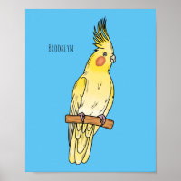 Cockatiel bird cartoon illustration 