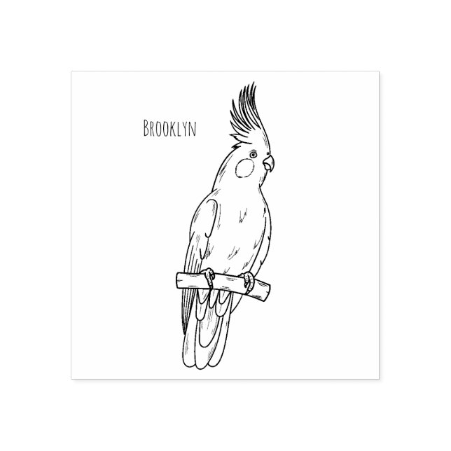 Cockatiel bird cartoon illustration  rubber stamp (Imprint)