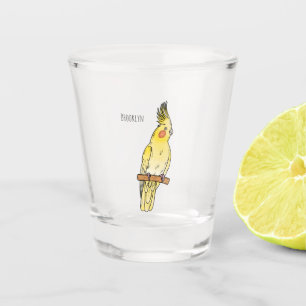 Cockatiel bird cartoon illustration shot glass