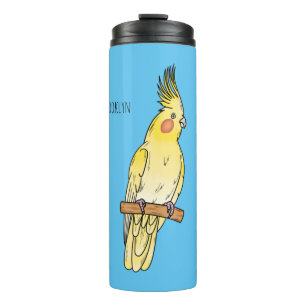 Cockatiel bird cartoon illustration  thermal tumbler