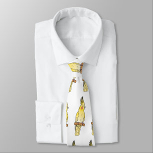 Cockatiel bird cartoon illustration tie