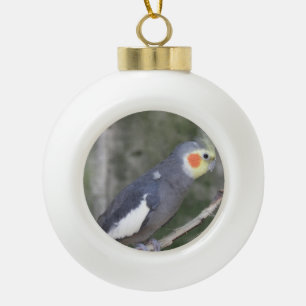 Cockatiel Bird Ceramic Ball Christmas Ornament