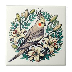 Cockatiel Bird Illustration                        Tile