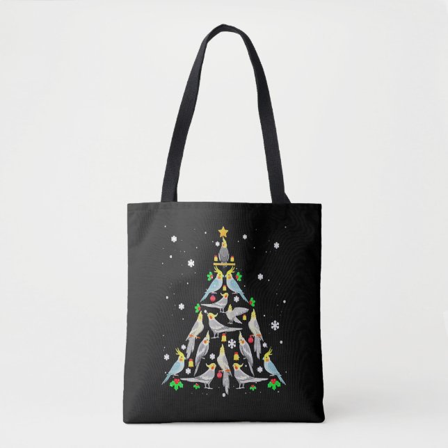 Cockatiel Christmas Tree Funny Cockatiel Bird Chri Tote Bag (Front)