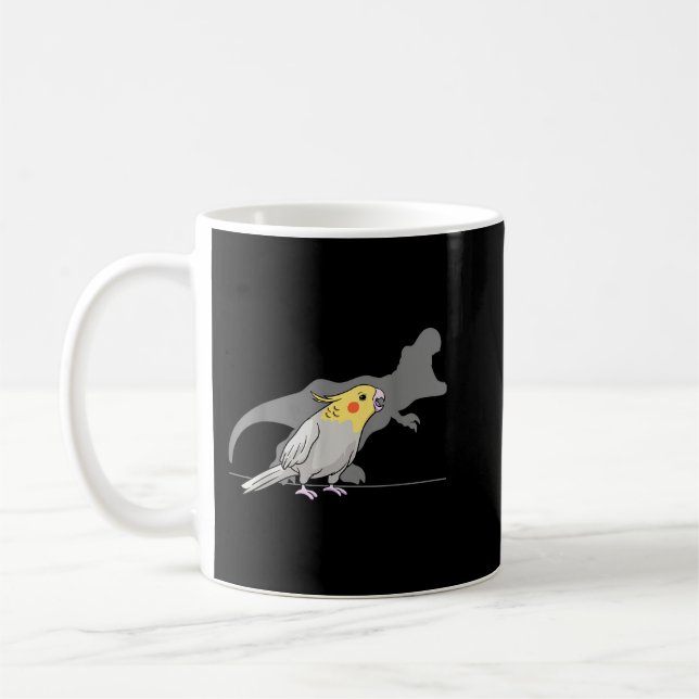Cockatiel Cockatoo Lutino Parrot Quarrion Dinosaur Coffee Mug (Left)